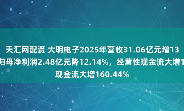 天汇网配资 大明电子2025年营收31.06亿元增13.92%，归母净利润2.48亿元降12.14%，经营性现金流大增160.44%